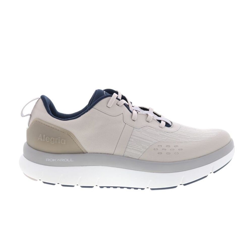 Alegria Taupe and Navy Lace-Up Comfort Sneaker